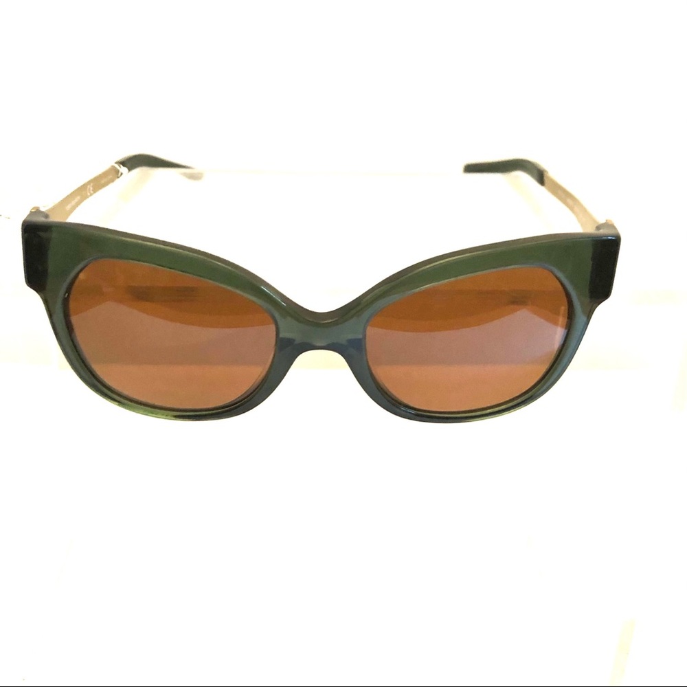 🎁Tory Burch-Green/Gold Stem Logo Hinge Sunglasses